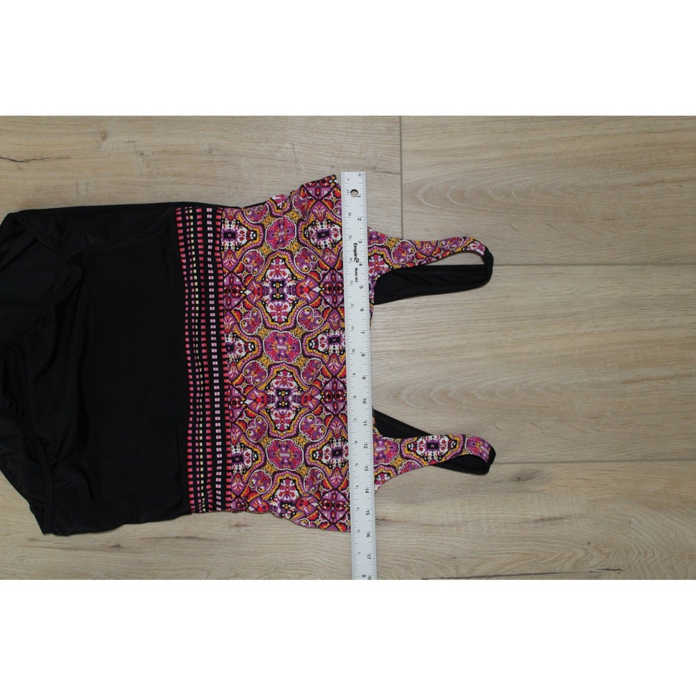 Lands End Womens 14P One Piece Swimsuit Pink Purple Paisley Medallion Black 14 P - Picture 6 of 8